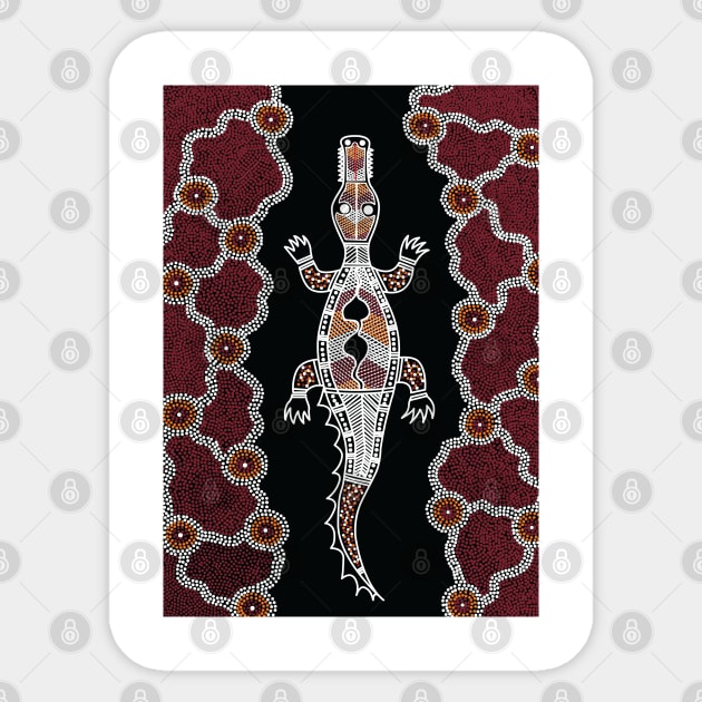 Aboriginal Art - Croc Sticker by hogartharts